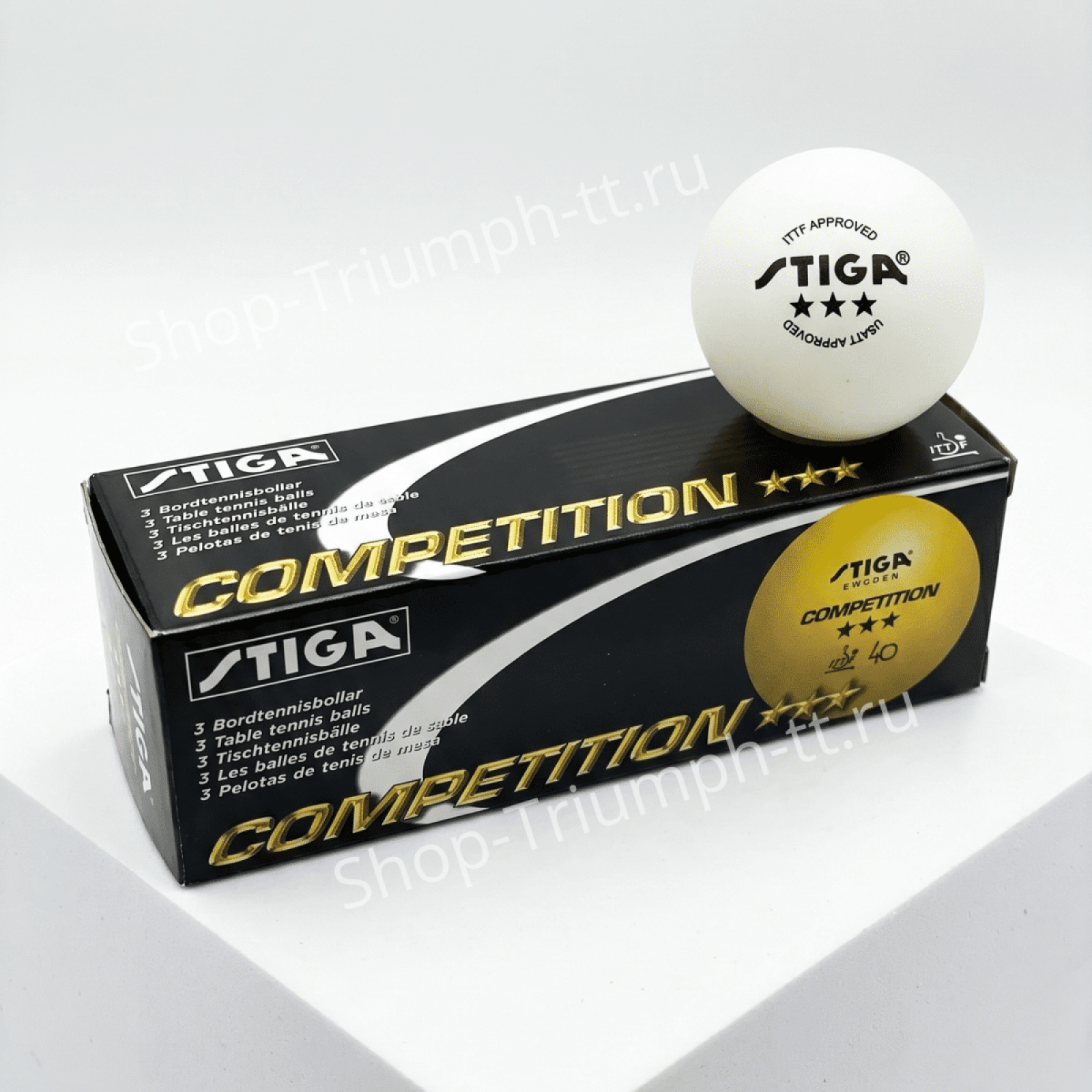 Мячи STIGA*** 40мм. белые