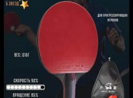 Готовая&nbsp;ракетка для настольного тенниса&nbsp;ARES KING 5***** - 5 звезд.

Комплектация: раке...