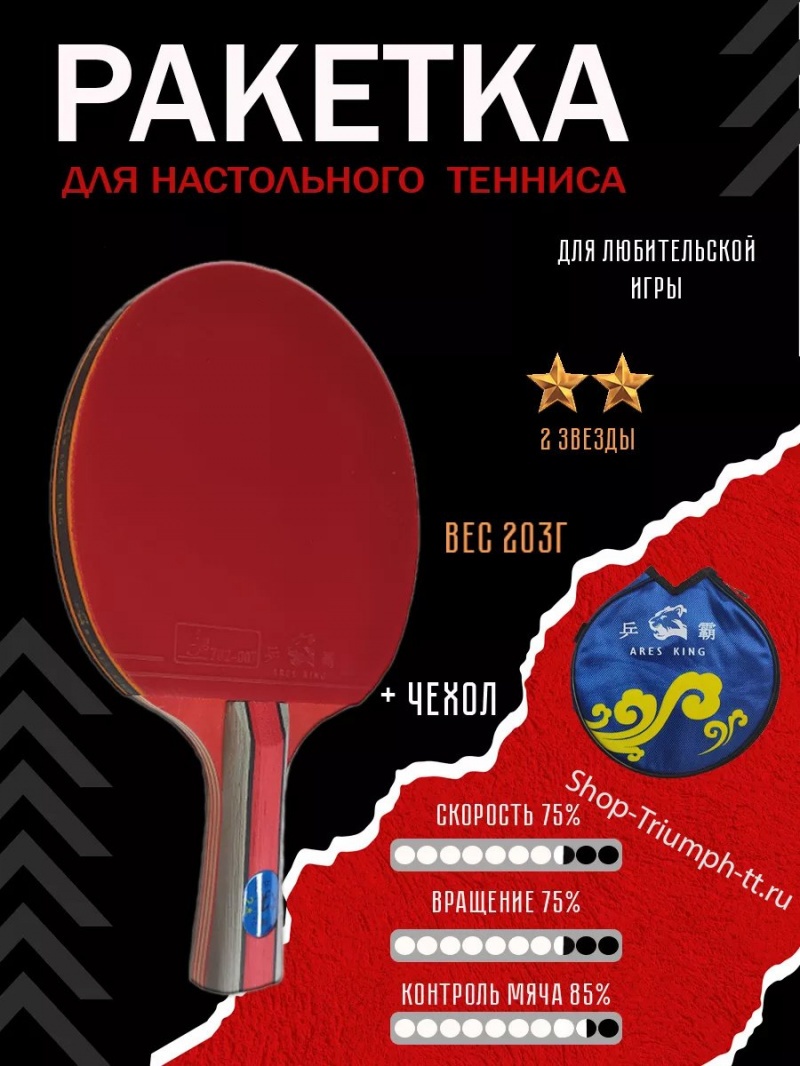 Ракетка ARES KING 2* + чехол